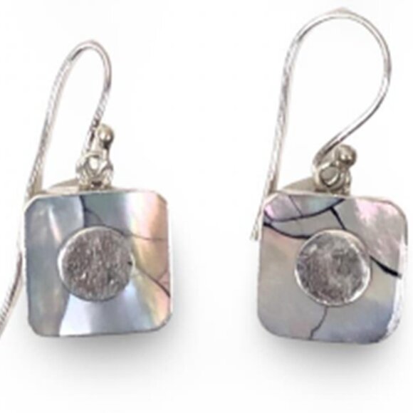 Sandy Baker Abalone and 925 Sterling Silver Earrings | Contemporary | Vintage - Picture 2 of 5